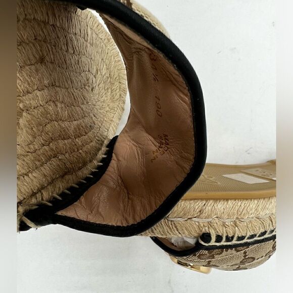 AUTHENTIC GUCCI GG MATELASSE CANVAS ESPADRILLE SANDAL size 34.5 US 4.5 - Picture 13 of 14